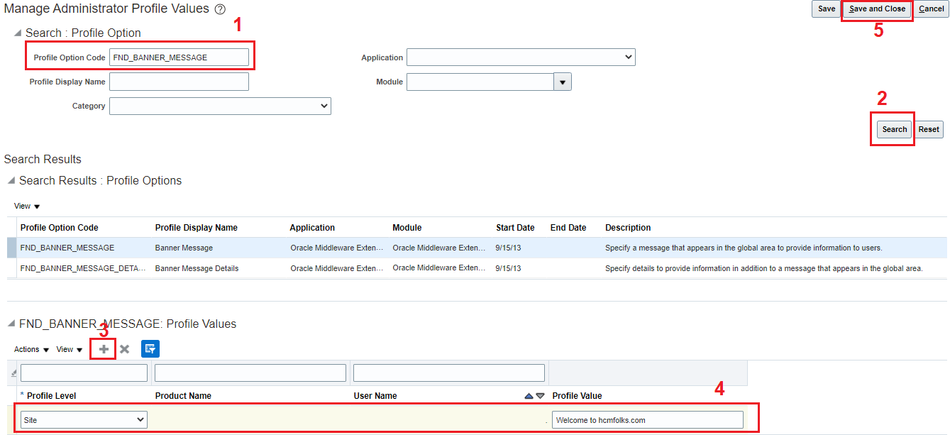 Display Banner Message in Oracle Cloud