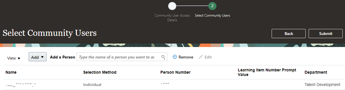 Select Users for community